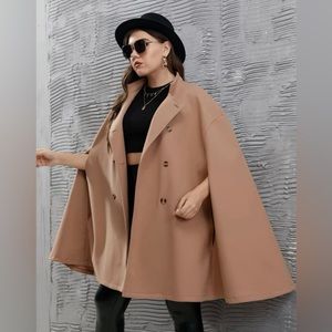Double Breasted Cloak Sleeve Overcoat